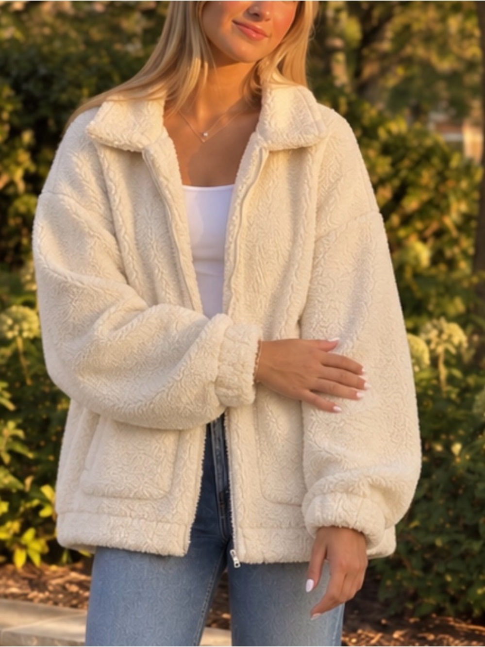 I.AM.GIA Cream Sherpa Zip Jacket